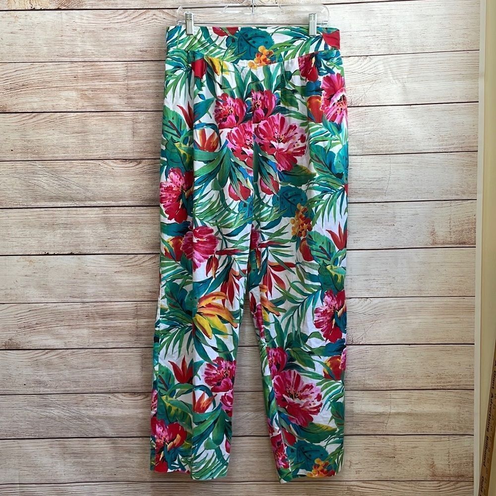 VINTAGE FRENCH NAVY TROPICAL PRINT PANTS‎